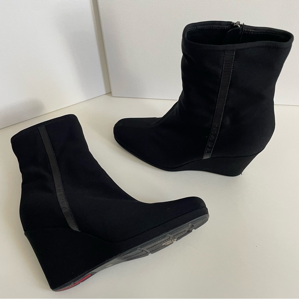 Prada Black Ankle Booties with Wedge Heel